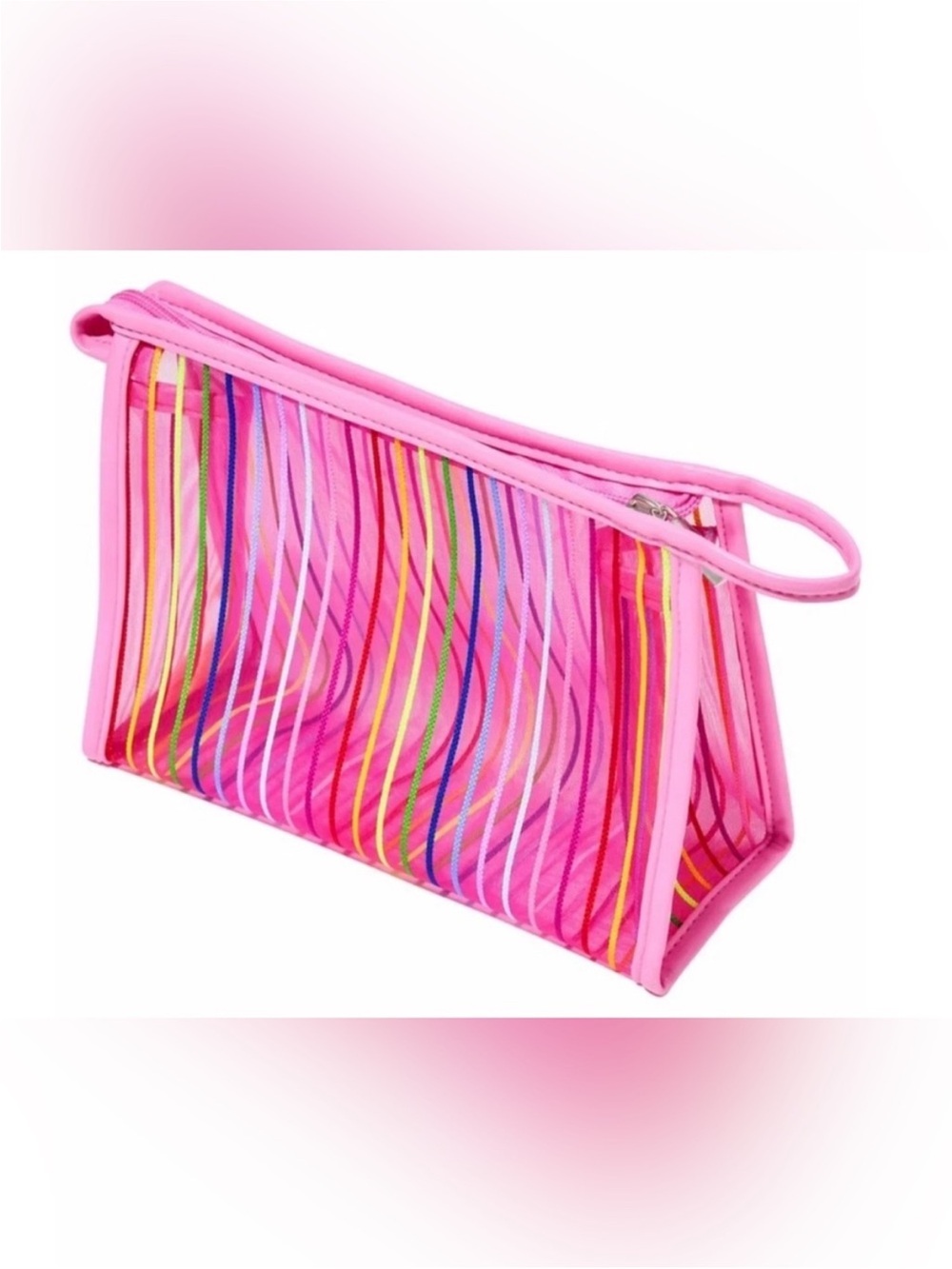 4/$15 Ulta Beauty pink striped makeup bag/ pouch